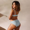 Recycled high-waisted bikini - Med rutigt mönster