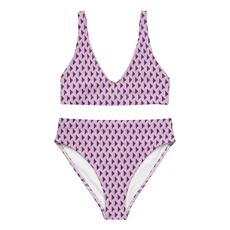 Recycled high-waisted bikini - Med pil mönster