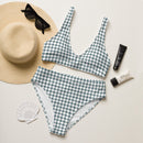 Recycled high-waisted bikini - Med rutigt mönster