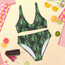 Recycled high-waisted bikini - Med grönt mönster
