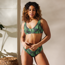 Recycled high-waisted bikini - Med grönt mönster