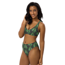 Recycled high-waisted bikini - Med grönt mönster