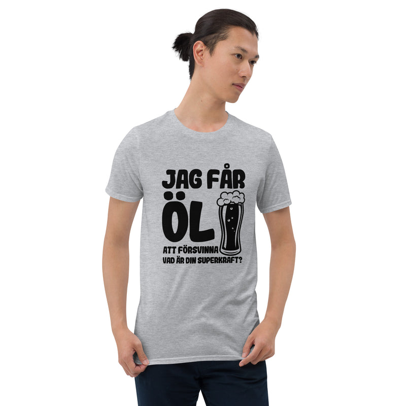 Kortärmad t-shirt i unisex-modell med texten - Jag får öl att försvinna
