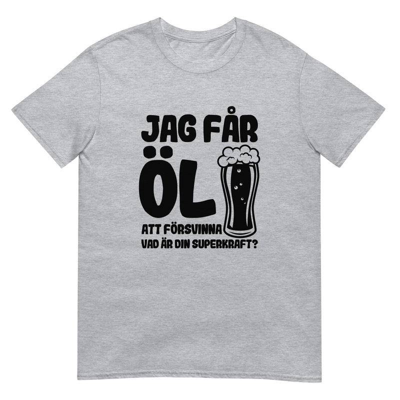 Kortärmad t-shirt i unisex-modell med texten - Jag får öl att försvinna
