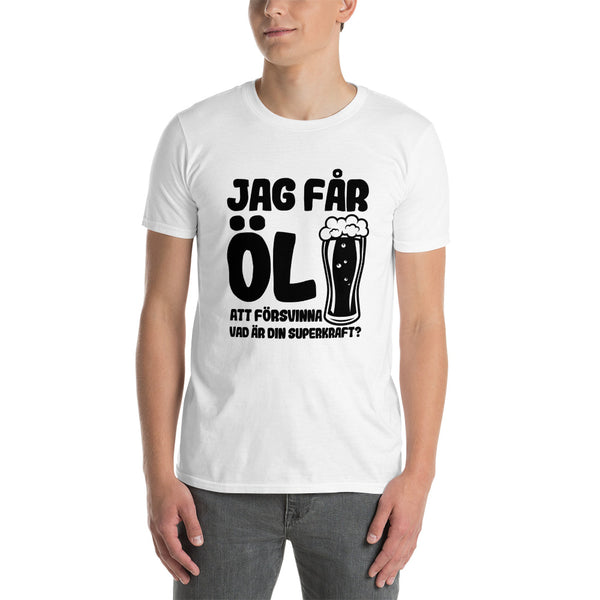 Kortärmad t-shirt i unisex-modell med texten - Jag får öl att försvinna