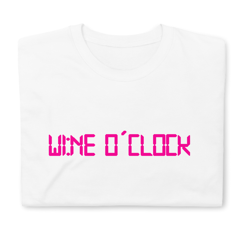Kortärmad t-shirt i unisex-modell med texten - Wine o clock