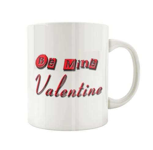 Porslinsmugg med texten "Be my valentine"