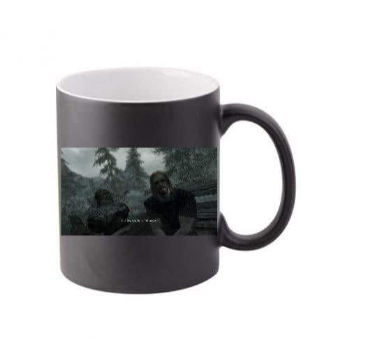 Svart porslinsmugg som ändrar färg - Ditt tryck