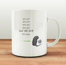 Porslinsmugg med rolig text om avocados