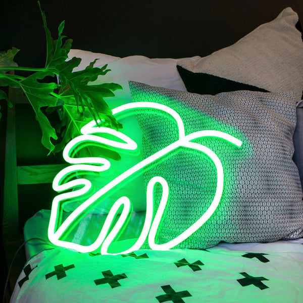 Grönt blad - neonskylt