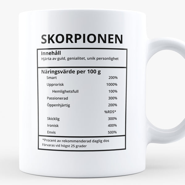 Porslinsmugg med stjärntecknet Skorpionen