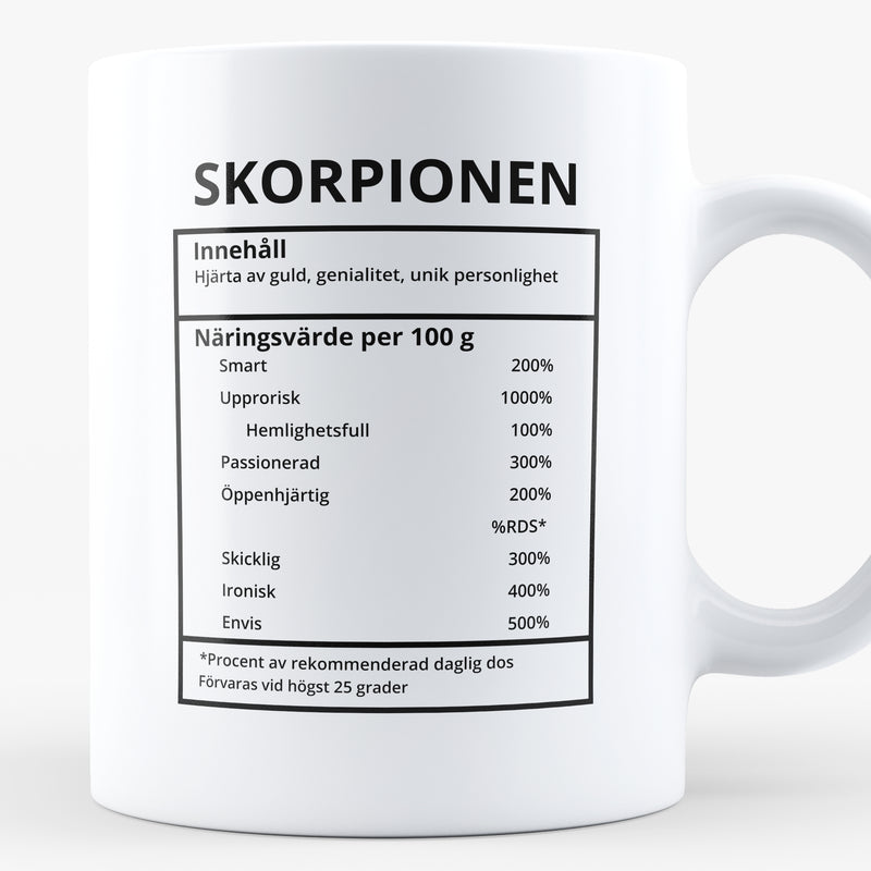 Porslinsmugg med stjärntecknet Skorpionen