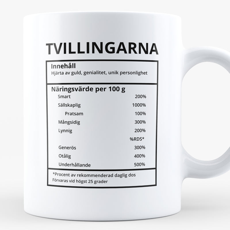 Porslinsmugg med stjärntecknet Tvillingarna