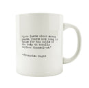 Porslinsmugg med citat av Francoise Sagan "Love lasts about seven years. That's how long it takes for the cells of the body to totally replace themselves.""