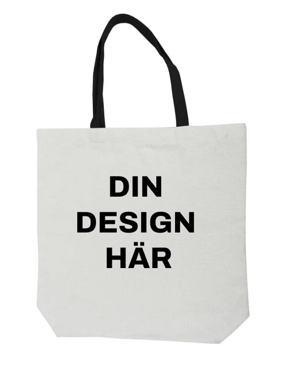 Vit tygkasse med svart handtag- Din design