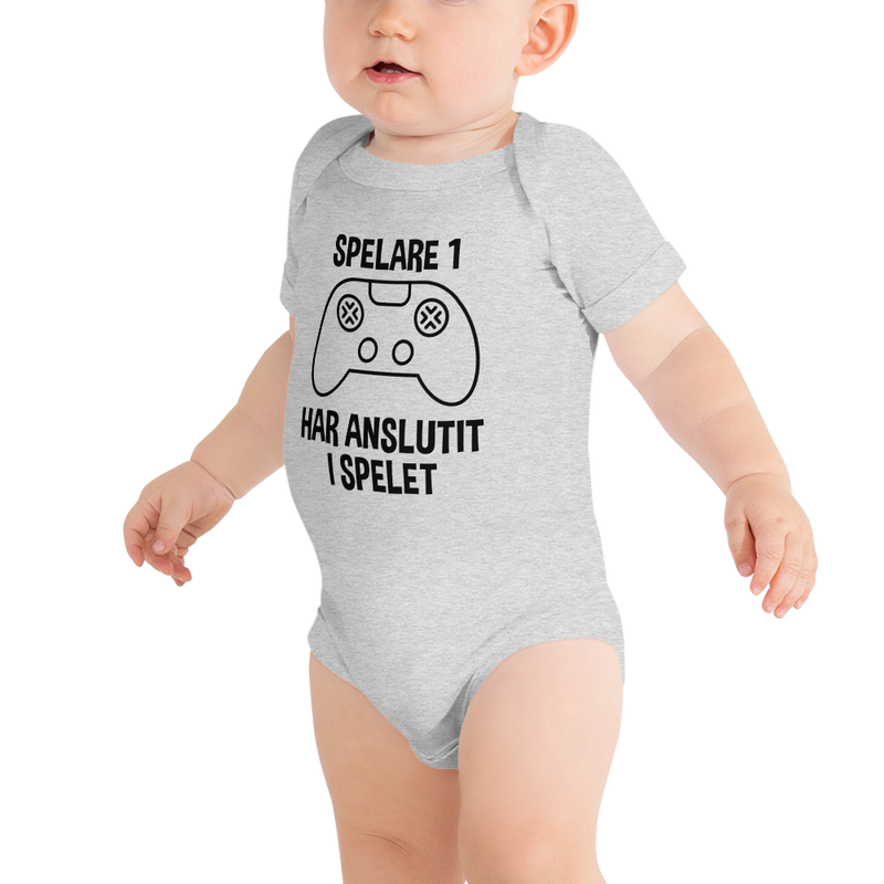 Babybody med texten "Spelare 1 har anslutit"