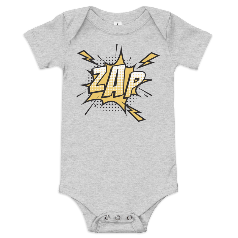 Babybody med texten "ZAP"