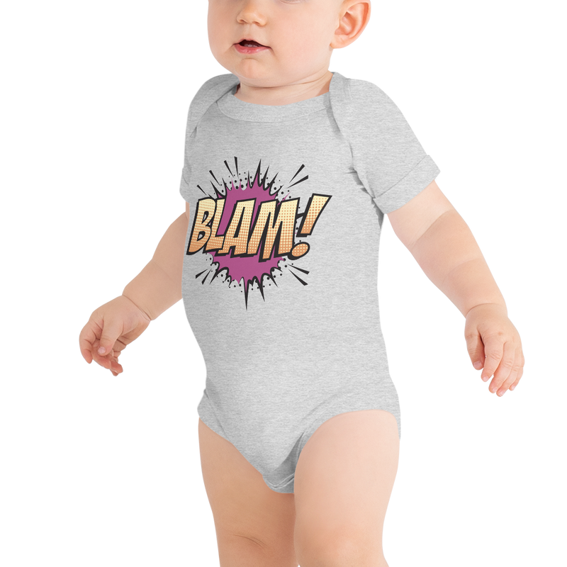 Babybody med texten "BLAM!"