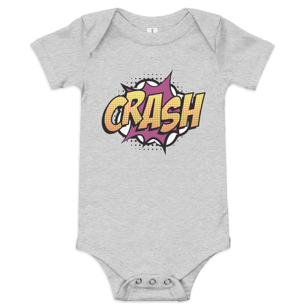 Babybody med texten "CRASH"