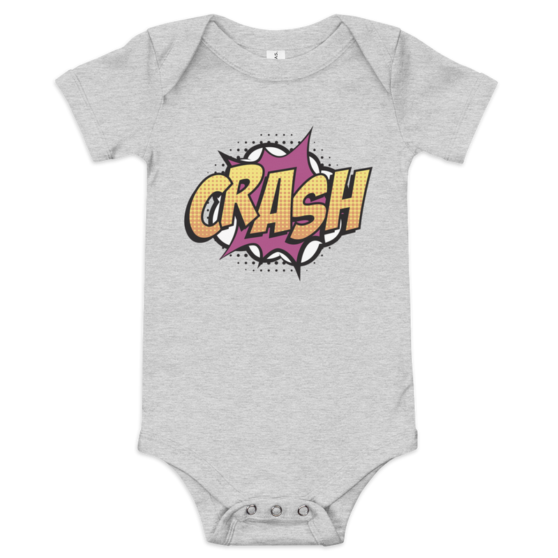 Babybody med texten "CRASH"