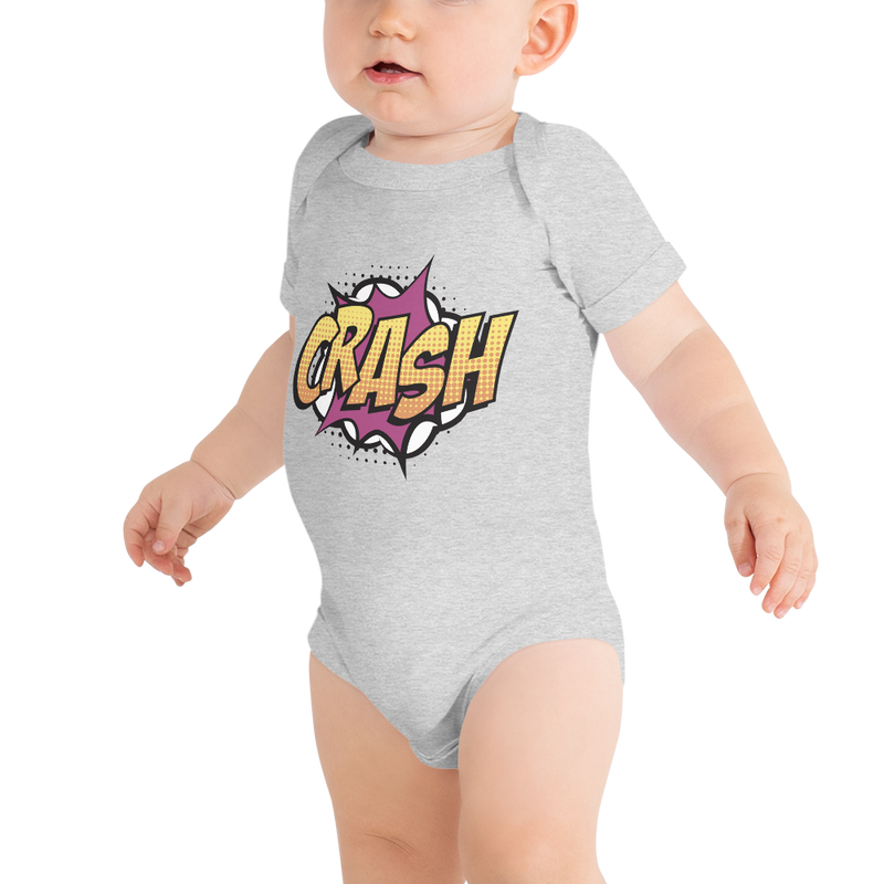 Babybody med texten "CRASH"