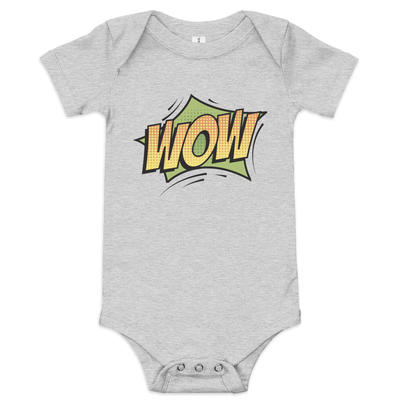 Babybody med texten "WOW"