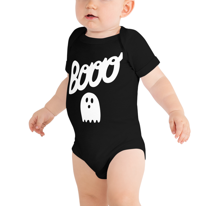 Babybody med texten "Booo"