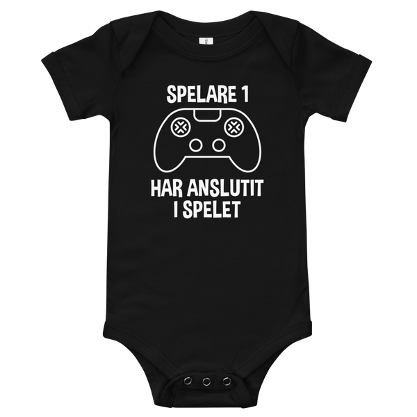 Babybody med texten "Spelare 1 har anslutit"