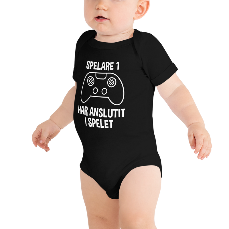 Babybody med texten "Spelare 1 har anslutit"