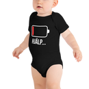 Babybody med texten "HJÄLP"