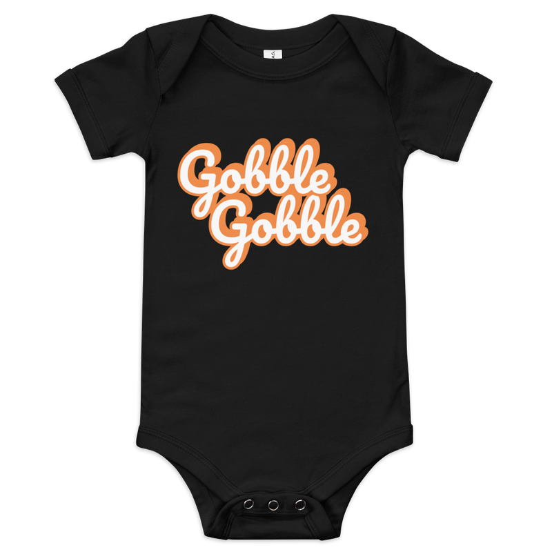 Babybody med texten "Gobble gobble"