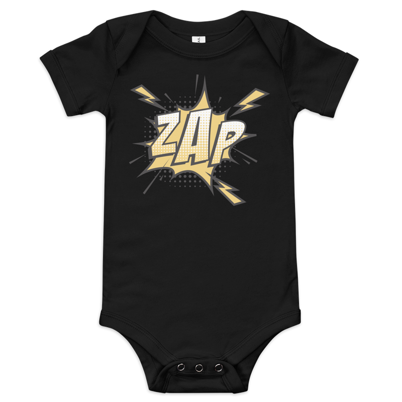 Babybody med texten "ZAP"