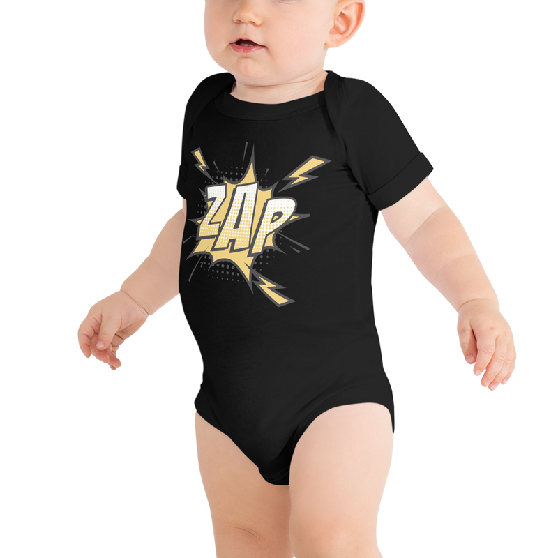 Babybody med texten "ZAP"