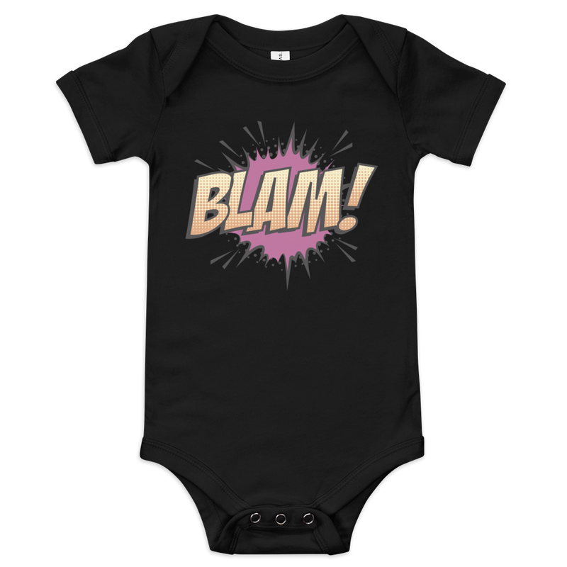 Babybody med texten "BLAM!"