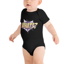 Babybody med texten "WHAT!?"