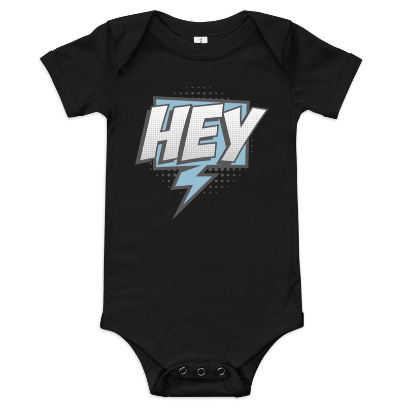 Babybody med texten "HEY"