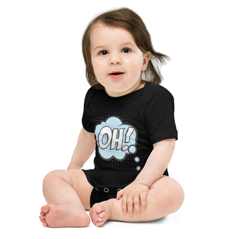 Babybody med texten "OH!"