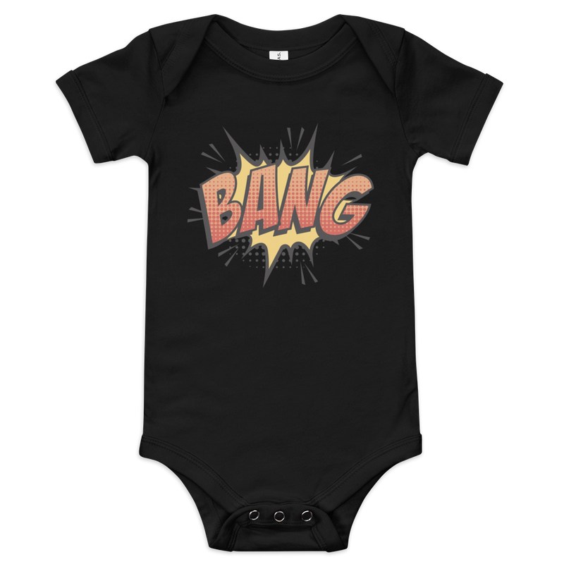 Babybody med texten "BANG"
