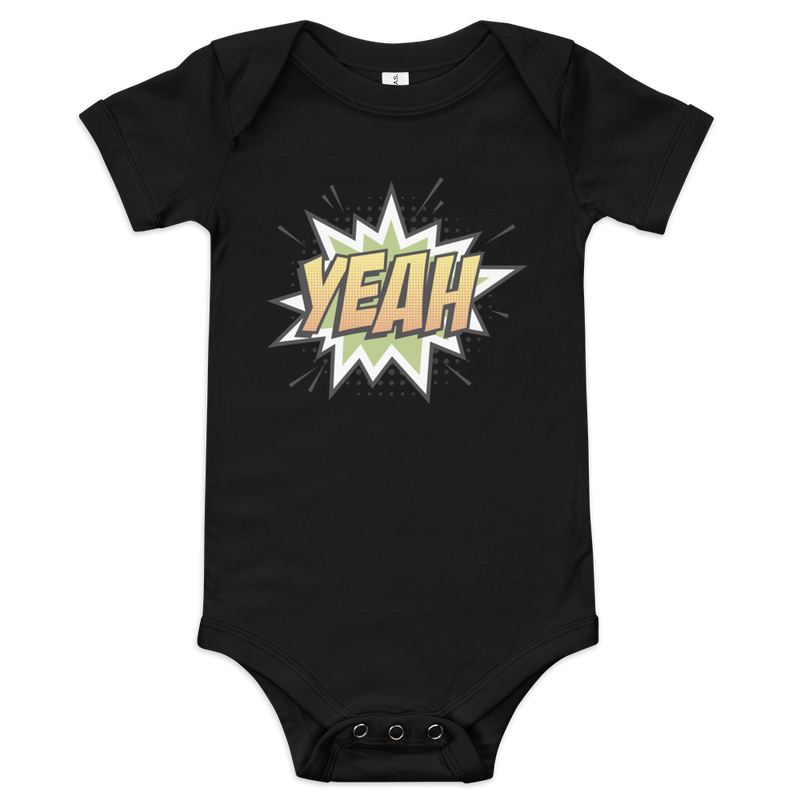 Babybody med texten "YEAH"