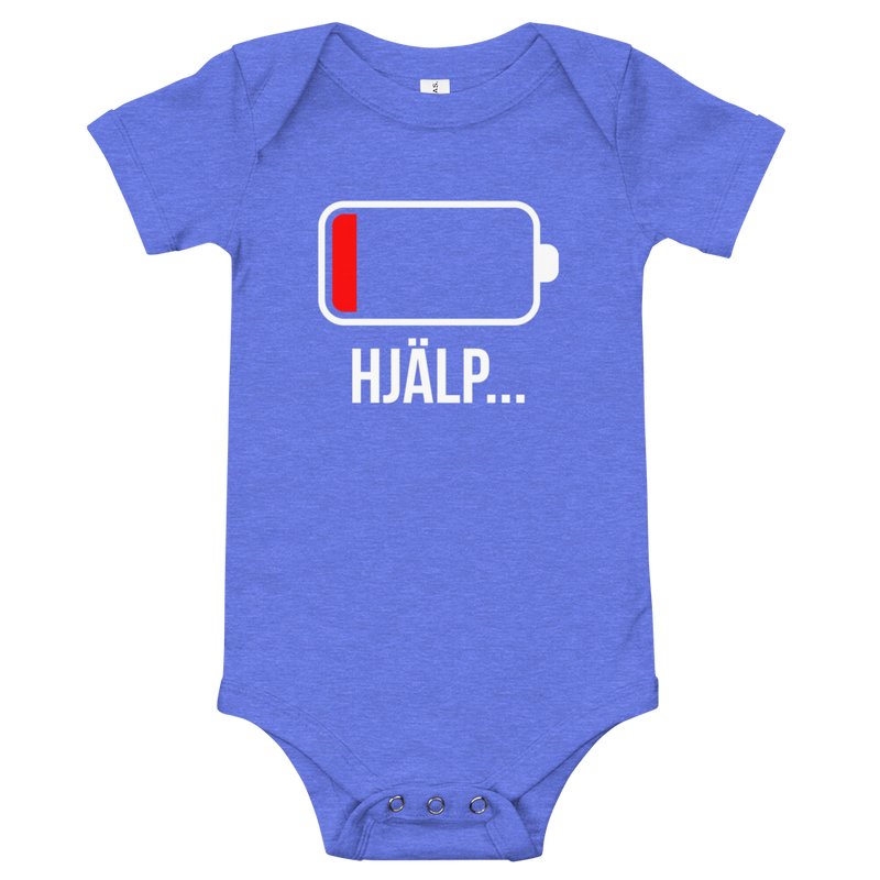 Babybody med texten "HJÄLP"