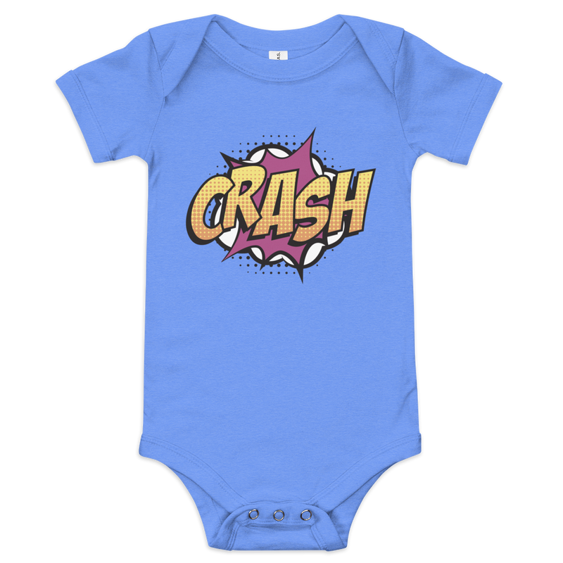 Babybody med texten "CRASH"