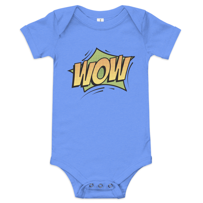 Babybody med texten "WOW"