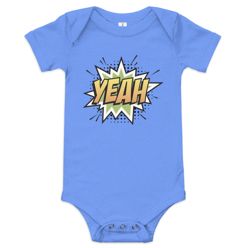 Babybody med texten "YEAH"