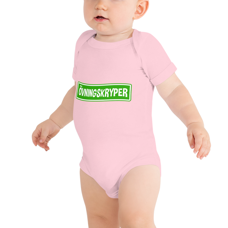 Babybody med texten "ÖVNINGSKRYPER"