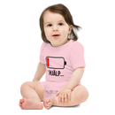 Babybody med texten "HJÄLP"