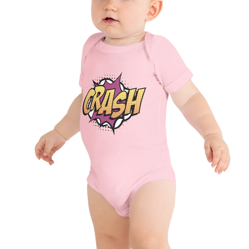 Babybody med texten "CRASH"