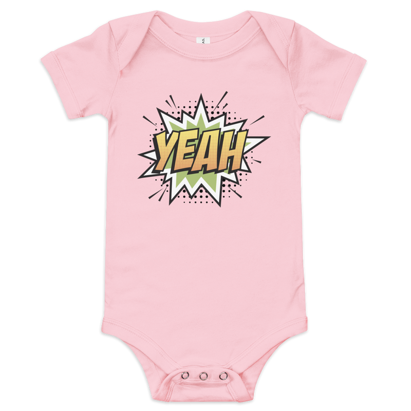 Babybody med texten "YEAH"