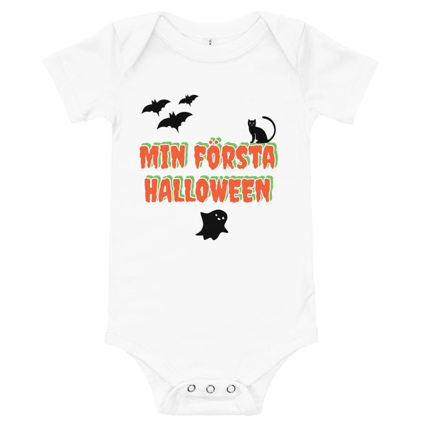 Babybody med texten "Min första Halloween"