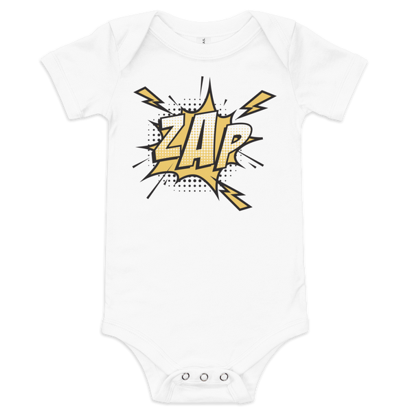 Babybody med texten "ZAP"