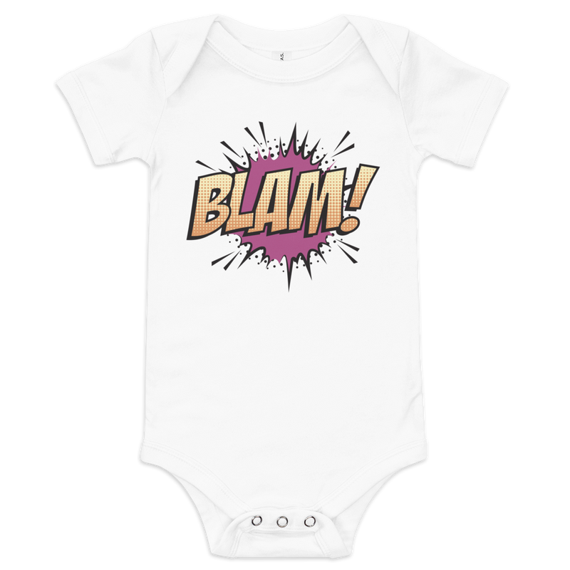 Babybody med texten "BLAM!"